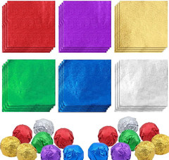 600pcs Foil Candy Wrappers, 4×4 inches DIY Square Package Wrapping Papers for Ea