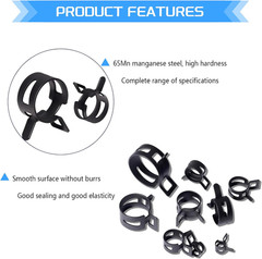 Spring Band Hose Clamps Assortment Kit 10Sizes 80Pcs 5Mm 6Mm 7Mm 8Mm 9Mm 10Mm 11