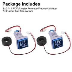 2pcs AC 60-500V 0-100A 22mm 3 in 1 Voltmeter Ammeter LED Digital Volt/AMP Meter