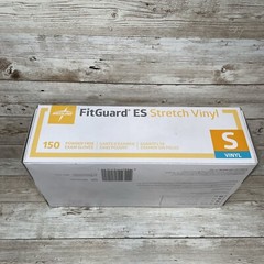 4 *DENTED* Boxes MEDLINE FITGUARD ES Stretch Vinyl Exam Gloves Size: Small 600ct