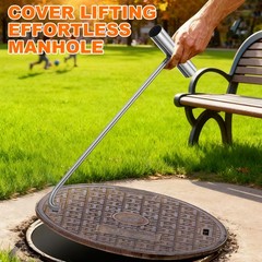 2Pcs Manhole Hook 19.7 Inch T-Shaped Lid Manhole Cover Lifter with Blunt Tip
