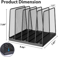 Desk File Organizer, 5-Section Upright File Sorter, Vertical File