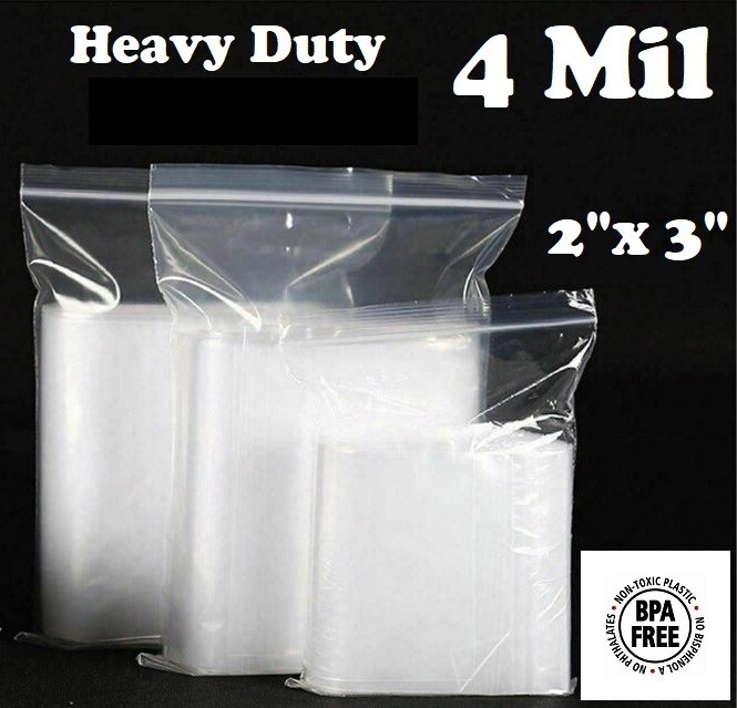 200 – 2″ x 3″ ZIP SEAL BAGS CLEAR 4 MIL PLASTIC RECLOSABLE TOP LOCK MINI BAGGIES