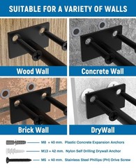LEOPO 12-Pack 8 inch Floating Shelf Brackets, Hidden 8 Inch, Black