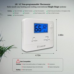 Non-Programmable Thermostat for Home 0.98″D x 4.72″W x 3.86″H, Blue