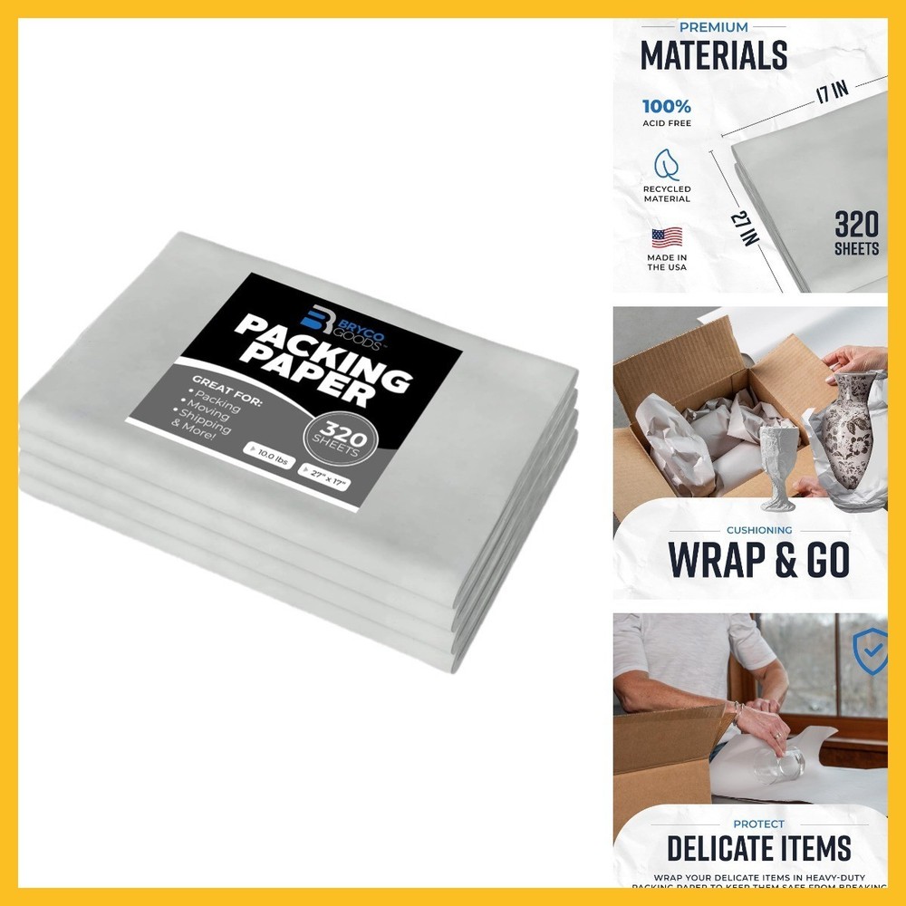 Bryco Goods Newsprint Packing Sheets for – – 320 Sheets of Newspaper – and Prote