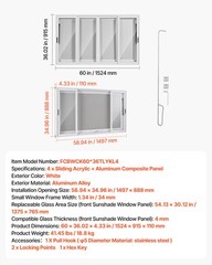 VEVOR 60×36 in Concession Window Aluminum Alloy Service Window for Food Truck