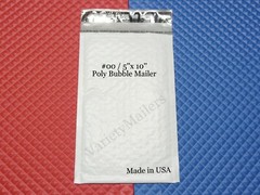 10 Poly Bubble Envelopes #00 / 5”x 10” Self-sealing Mailers ~ Made in the USA