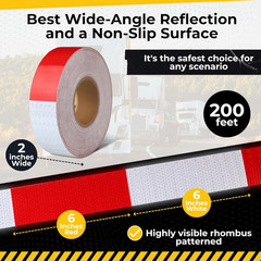 DOT C2 Reflective Tape 2″ x 200′ – Waterproof Safety Tape for Vehicles and Trail