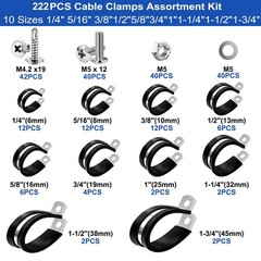 222PCS Stainless Steel Cable Clamps Assortment Kit, 10 Sizes