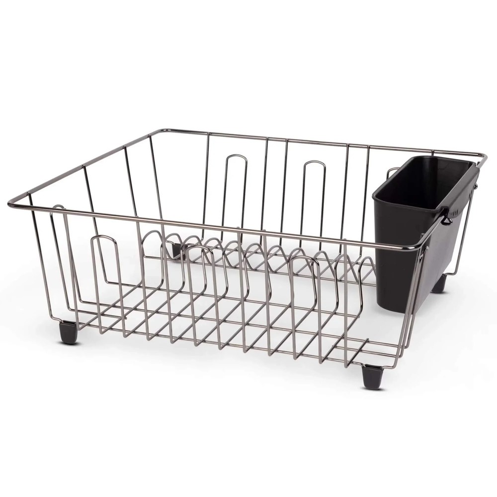 Small Dish Drainer Rack – Chrome/Black – 14 x 12.5 x 5.5 inches (L x W x H)
