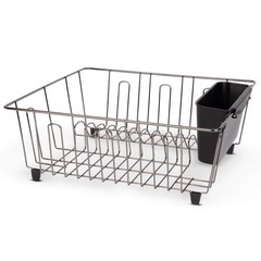 Small Dish Drainer Rack – Chrome/Black – 14 x 12.5 x 5.5 inches (L x W x H)