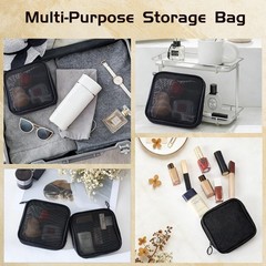 Fnuqz 4 Pcs Mesh Cosmetic Bag Transparent Zipper Mini Black