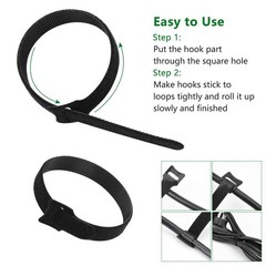 OneLeaf 60Pcs Reusable Cable Ties with Hook and Loop, 3 Sizes Wire Ties