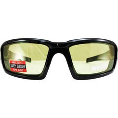 Birdz Eyewear Osprey Foam Padded Motorcycle Sunglasses Black Frame Yellow Lens