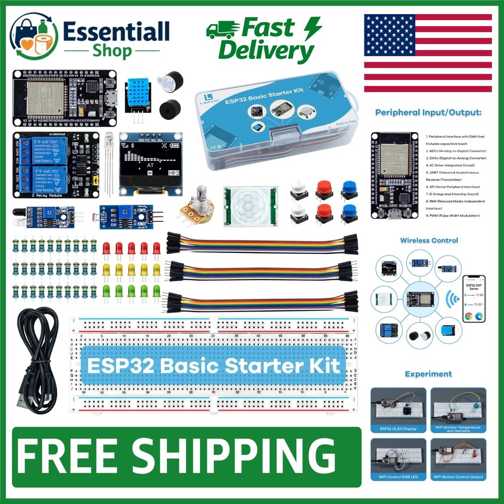 Beginner’s Basic Starter Kit for ESP-32S with Interactive Tutorial and Modules