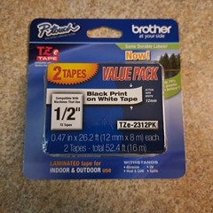 Brother TZE2312PK 12mm Black on White Tape – 2 Pack