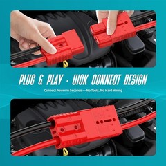 24 FT Quick Disconnect Winch Power Cable, 4 Gauge 4 AWG Wiring For Winch Trailer