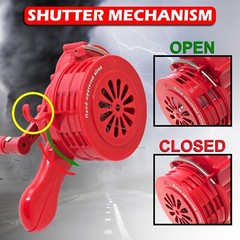HANDHELD LOUD HAND CRANK MANUAL OPERATED AIR RAID ALARM PORTABLE SIREN RED