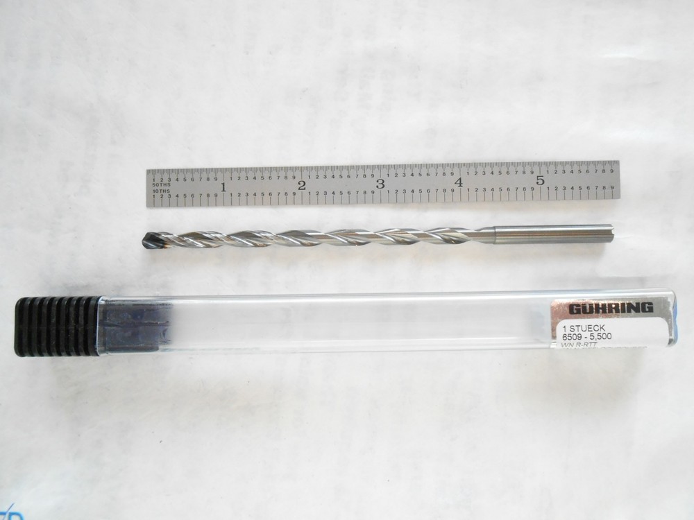 NEW GUHRING SOLID CARBIDE 15XD H.P. DRILL 5.50MM CUT DIA. X 110MM FL X 150MM OAL