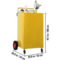 VEVOR Fuel Caddy Fuel Storage Tank 35 Gallon 4 Wheels with Manuel Pump Yellow
