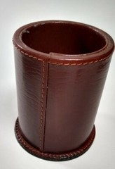 Desk Set 3 Piece ? FAUX LEATHER brown pen note pencil business card holders READ