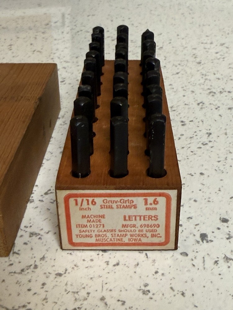 Young Bros. Steel Stamps GRUV GRIP Heavy Duty 1/16″ Letters Vintage