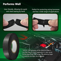 2 Rolls Automotive Wire Harness Tape, 50 Feet, High Temp Self-Adhesive Cloth Ele