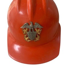 Vtg US Navy Officer E D Bullard Co Orange Hard Hat Adjustable USA