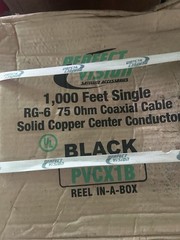 Perfect Vision RG-6 75 Ohm Coax Cable 1000 ft Black Solid Copper PVC PVCX1B