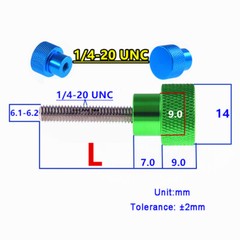 UNC 1/4-20 Aluminum +Stainless Steel Knurled Thumb Screw Bolts 6mm-100mm Length