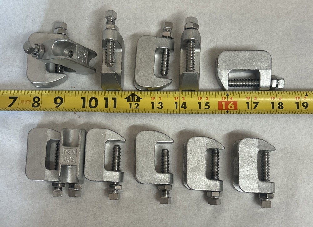 (BOX OF 12) 3/8″ T-316 Stainless Steel CHN Threaded Beam Clamp