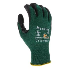 ATG 34-8743/M Maxiflex Cut, Green Engineered Yarn Shell, Blk Nitrile Microfoa…