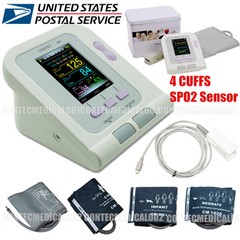 FDA Contec08A Blood Pressure Monitor 4 Cuffs+SPO2 sensor+PC Software,NIBP HR PR