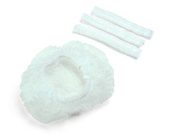 White SMS Pleated Bouffant Cap, 21 inch 1,000 PK Head Covers 210NW-21PL