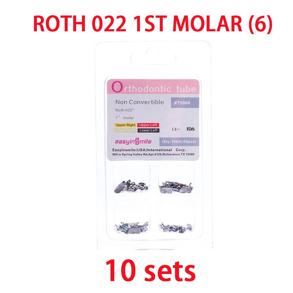 40pc Dental Orthodontic Buccal MolarTubes Bracket Roth/MBT 022 Bondable Non-conv