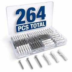 Drywall Anchors and Screws Kit – 264PCS Screws and Anchors for Wall, Drywa