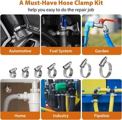 Heavy Duty Hose Clamp, Stainless Steel Hose Clamps Assortment 1/4 to 1-1/2 Inch