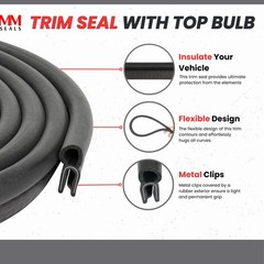 Trim Seal with Top Bulb – PVC Plastic Trim with EPDM Rubber Bulb Seal R