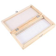 1pcs Wooden Microscope Slide Storage Box – Holds 50 Slides Securely – NEW
