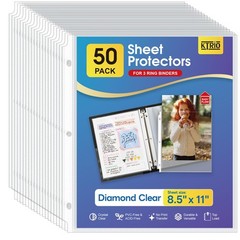 KTRIO Sheet Protectors 8.5 x 11, Page for 3 x 11 in, Clear