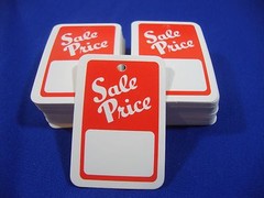 100 Red / White Unstrung Merchandise Sale Price Tags