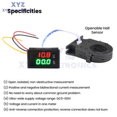 DC0-300V 50/100/200/400A Digital Current Voltage Meter Hall Ammeter Voltmeter