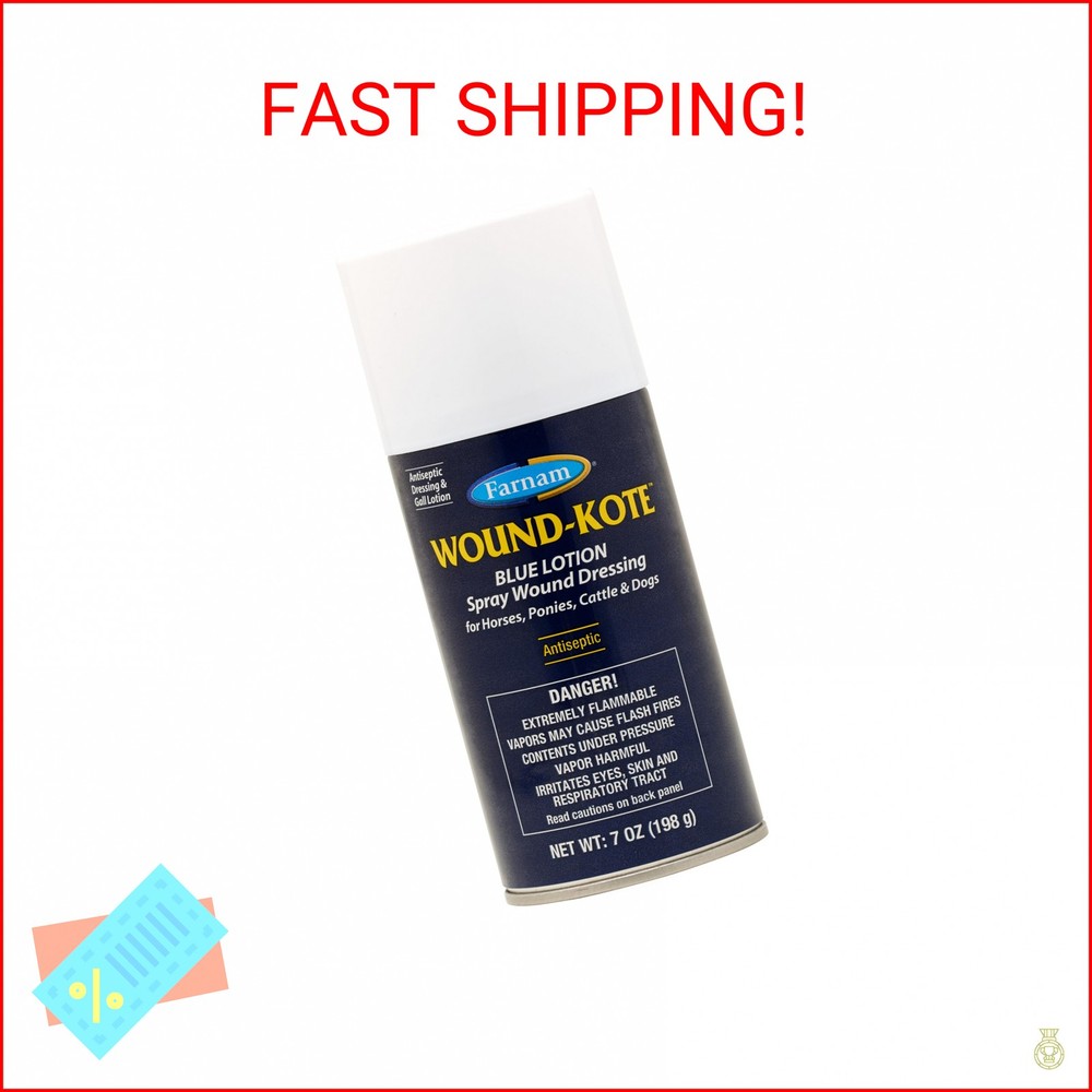 Farnam Wound-Kote Blue Lotion Spray Horse Wound Care for use on Horses and Dogs,