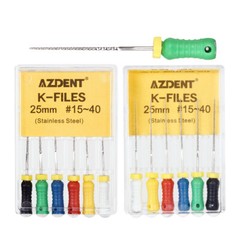 AZDENT Dental Endo Root Canal K-Files Stainless Steel Hand Use 21mm/25 mm Files