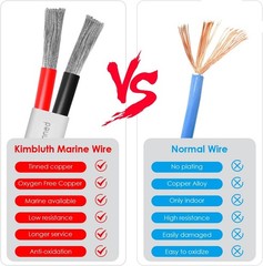 Marine Grade Duplex 6 AWG /2 15 ft Tinned Copper Oxygen Free Stranded Cable, NEW