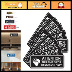 Hand Wash Only Sink Sign – Large 10 Pack, Durable Black Warning Labels