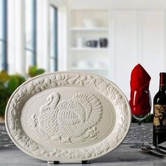 Ovente Ceramic Oval Turkey Platter White P4565W