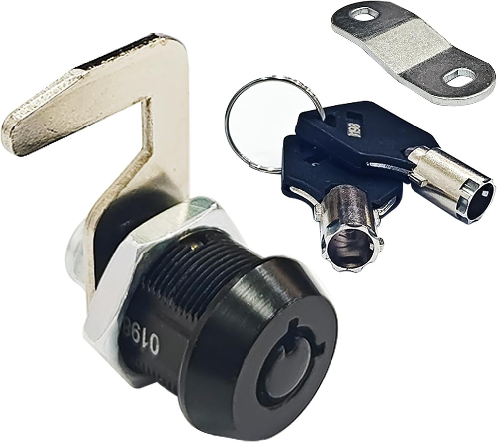 1 Pack Black Toolbox Locks with Keys 5/8 Inch Tubular Cam Lock Keyed Alike Zinc