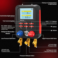 Digital Manifold Gauge, HVAC Refrigerants Digital AC Gauges Set with 2 Thermomet
